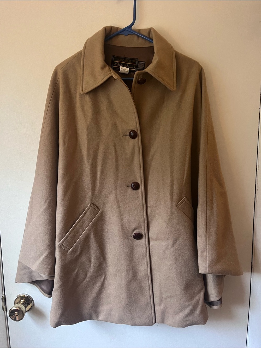 Eddie Bauer Women's Camel Tan 100% Virgin Wool Cape/Coat Size Medium